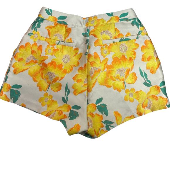 Revolve Endless Rose Brocade Shorts Womens XS Beige Floral Pleated Pin Up - Picture 3 of 10